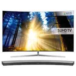 Samsung UE49KS9000 Silver - 49inch 4K Ultra HD Curved TV with Quantum Dot Colour Freeview HD and HWJ6501R Silver 300W 6.1ch Curved Soundbar